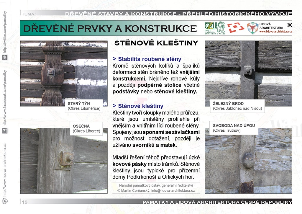 Stěnové kleštiny roubených domů