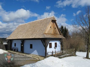 Timber buildings - structure and decoration of timber houses, barns, churches, etc. 5 House with gabled roof having small conical roof at the top of the gable