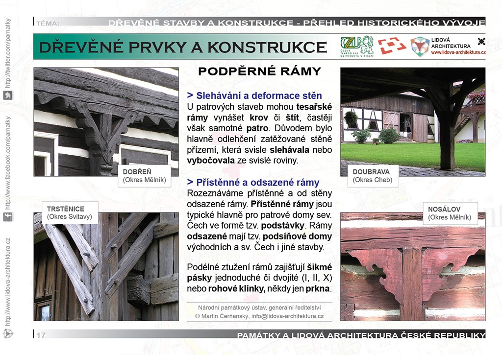 Podpěrné rámy a sloupky - podstávky a tesařské stolice roubené stavby 1 Podpěrné rámy roubených staveb včetně podstávky