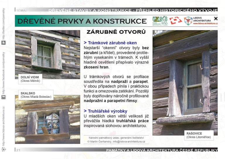 Trámkové zárubně oken a okenní římsy