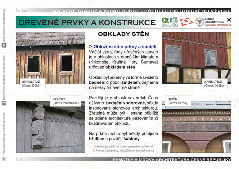 Obklady stěn prkny a šindelem