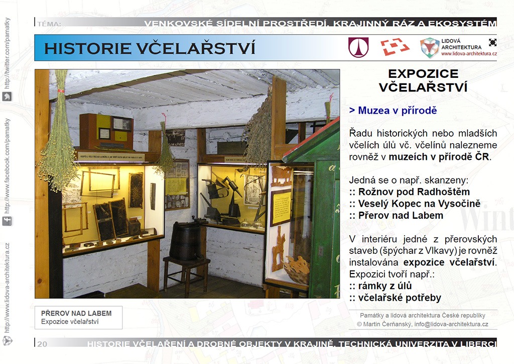 Včelařské potřeby v expozici včelařství