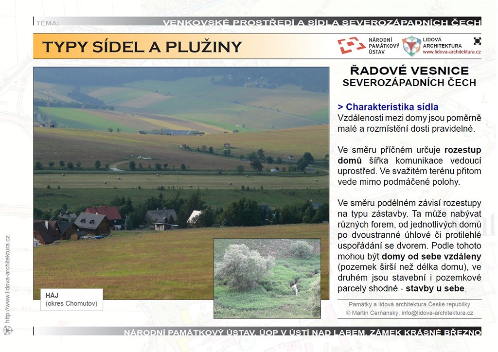 KRAJINA ČR, OBLASTI A REGIONY LIDOVÉ ARCHITEKTURY 4 haj krajina sidlo