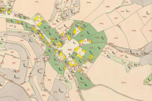 Kokořínsko - krajina, osídlení, obce a domy na Kokořínsku 2 Obec Jestřebice na mapě stabilního katastru