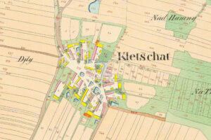 Jihočeská obec Klečaty na mapě stabilního katastru