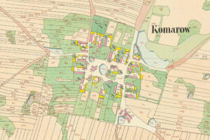 Jihočeská obec Komárov na mapě stabilního katastru
