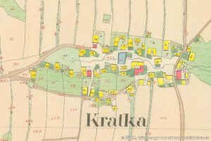 Vesnice Krátká v CHKO Žďárské vrchy na historické mapě stabilního katastru