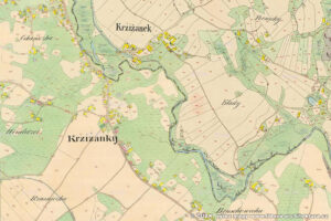 České a Moravské Křižánky na historické mapě stabilního katastru
