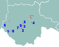 Jihočeský kraj a 16 nejhodnotnějších vesnic v kraji 1 Jihočeský kraj – mapa s vyznačením 9 památkových rezervací lidové architektury