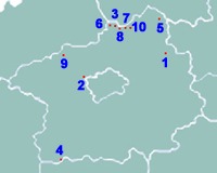 Středočeský kraj – mapa s vyznačením 10 památkových rezervací lidové architektury