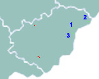 Zlínský kraj – mapa s vyznačením 3 památkových zón lidové architektury