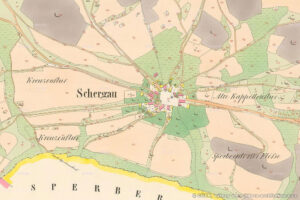 Krušnohorská vesnice Šerchov na historické mapě stabilního katastru