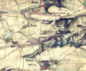 Hlavní město Praha - 2 památkové rezervace a 7 památkových zón na území Prahy 1 Vesnice nedaleko historické Prahy na mapě vojenského mapování