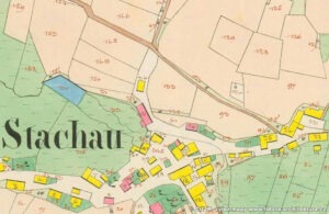 Pošumavská obec Stachy na historické mapě stabilního katastru