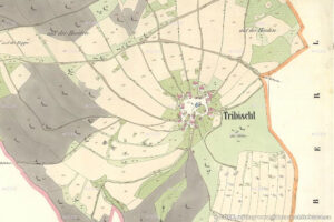 Krušnohorská vesnice Třebíška na historické mapě stabilního katastru
