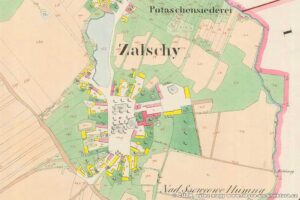 Jihočeská obec Zálší na historické mapě stabilního katastru