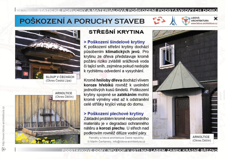 Poškození šindelové a plechové krytiny